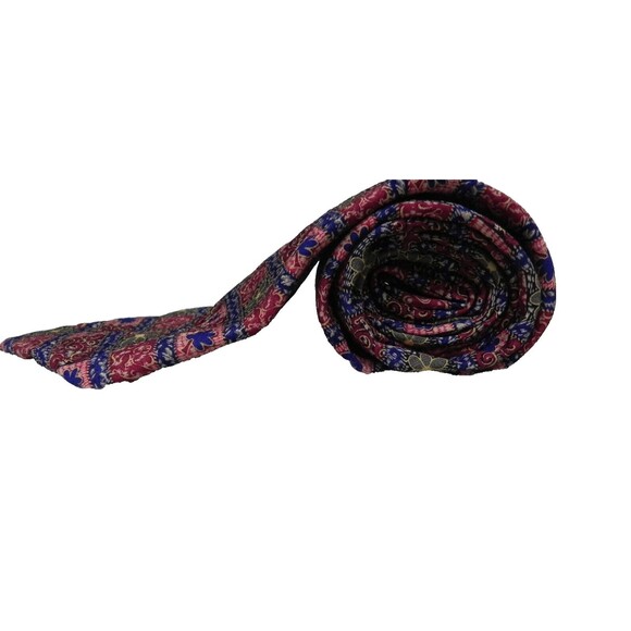 Men's Repp LTD Red Blue Floral Geometric Silk Necktie VTG - Picture 4 of 5